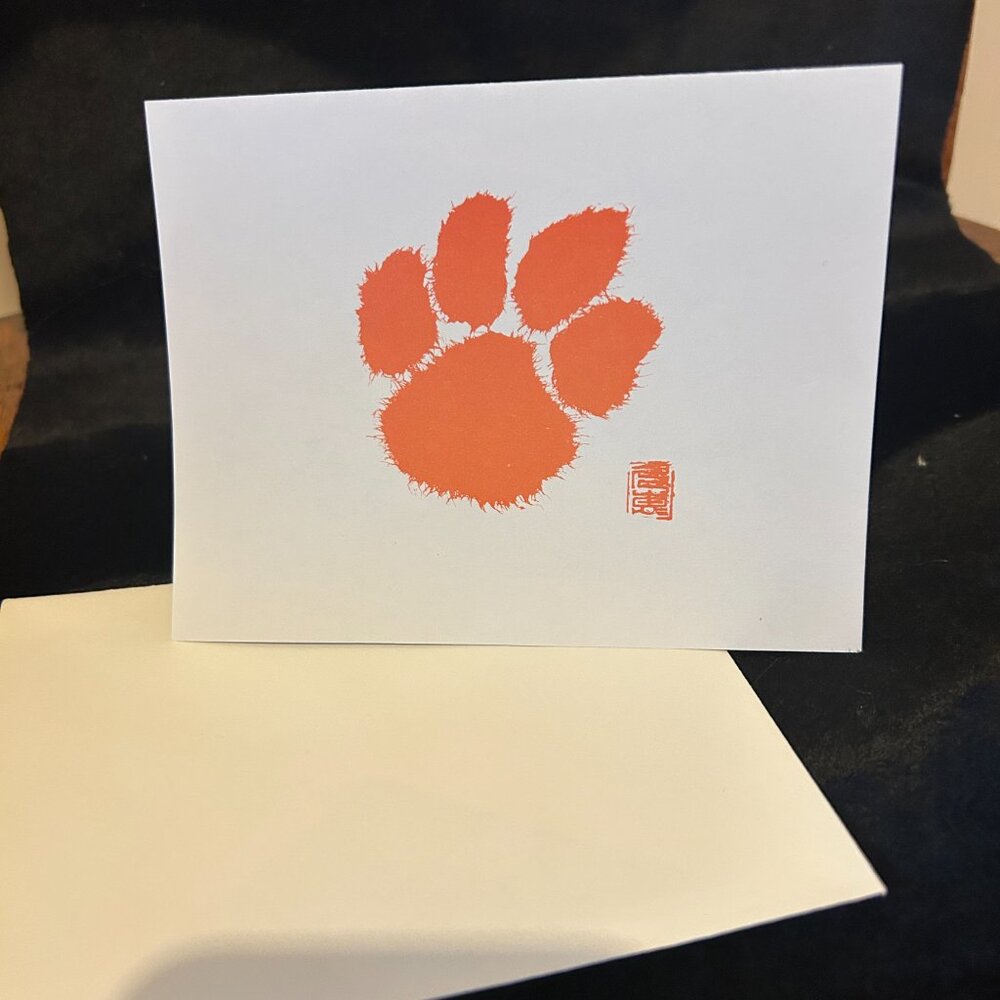 Vintage Clemson Paw Print Notecards Blank Inside with Envelopes